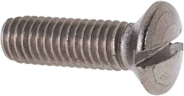 Value Collection - M6x1.00 Metric Coarse, 20mm OAL Slotted Drive Machine Screw - Oval Head, Grade 316 & A4 Stainless Steel, Uncoated, Without Washer - Americas Industrial Supply