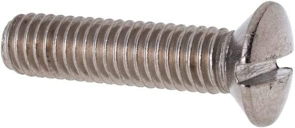 Value Collection - M6x1.00 Metric Coarse, 25mm OAL Slotted Drive Machine Screw - Oval Head, Grade 316 & A4 Stainless Steel, Uncoated, Without Washer - Americas Industrial Supply
