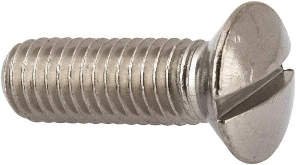 Value Collection - M8x1.25 Metric Coarse, 25mm OAL Slotted Drive Machine Screw - Oval Head, Grade 316 & A4 Stainless Steel, Uncoated, Without Washer - Americas Industrial Supply