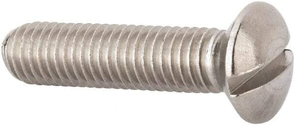 Value Collection - M8x1.25 Metric Coarse, 35mm OAL Slotted Drive Machine Screw - Oval Head, Grade 316 & A4 Stainless Steel, Uncoated, Without Washer - Americas Industrial Supply