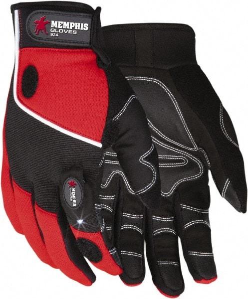 MCR Safety - Size S Synthetic Blend General Protection Work Gloves - For Work & Driver, Uncoated, Adjustable Closure Cuff, Black/Red, Paired - Americas Industrial Supply
