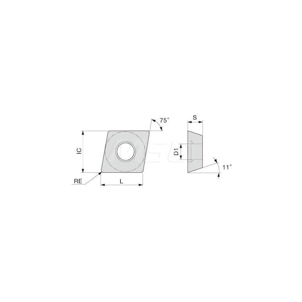 Turning Insert:  EPGT4.51.8VL-W08 SH730,  Solid Carbide TiAlN Finish,  Left Hand,  0.0010″ Corner Radius,  75.0 &deg N/A Diamond,  Series  EPGT