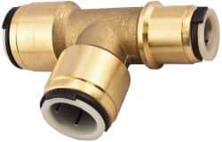 Watts - 3/4 x 1/2 x 3/4" Outside Diam, Lead Free Brass Push-to-Connect Tube Union Tee - 250 Max psi, Tube to Tube Connection, EPDM O-Ring, Lead-Free - Americas Industrial Supply