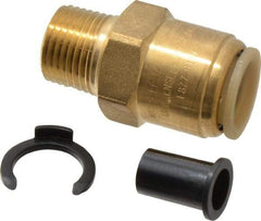 Watts - 1/2" Outside Diam, 1/2 NPT, Lead Free Brass Push-to-Connect Tube Male Connector - 250 Max psi, Tube to Male NPT Connection, EPDM O-Ring, Lead-Free - Americas Industrial Supply