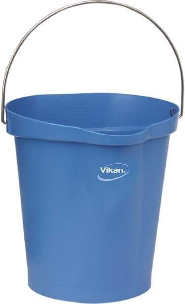 Vikan - 3 Gal, Polypropylene Round Blue Single Pail with Pour Spout - Handle Included - Americas Industrial Supply