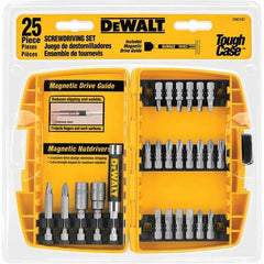 DeWALT - 25 Piece, Screwdriver Bit Set - SQ1, SQ2, SQ3, 1/4" Drive - Americas Industrial Supply