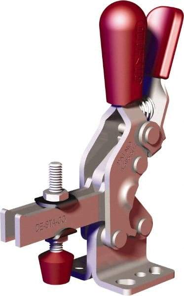 De-Sta-Co - 607 Lb Holding Capacity, Vertical Handle, Manual Hold Down Toggle Clamp - 57° Handle Movement, 75° Bar Opening, U-Bar, Flanged Base, Carbon Steel - Americas Industrial Supply