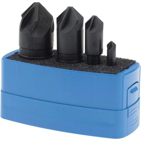 M.A. Ford - 4 Piece, 1/4 to 1" Head Diam, 90° Included Angle, Single End Countersink Set - Americas Industrial Supply