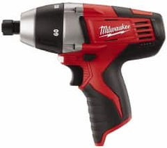 Milwaukee Tool - 12 Volts, Lithium-Ion Battery, 1/4 Inch Keyless Chuck, Pistol Grip Cordless Drill - 250, 750 RPM, 60 Inch/Lbs. Torque, Reversible - Americas Industrial Supply