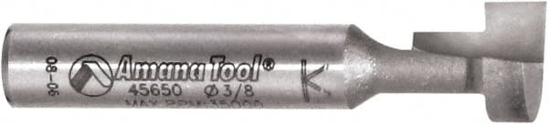 Amana Tool - 3/8" Cut Diam, 3/8" Length of Cut, 1 Flute Keyhole Edge Profile Router Bit - Carbide-Tipped, 1/4" Shank Diam, 1-1/2" OAL, Uncoated - Americas Industrial Supply