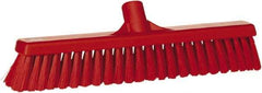 Vikan - 16" Fine Particle Synthetic Push Broom - 2" Bristle Length, Plastic Block, European Threaded Handle Connection - Americas Industrial Supply