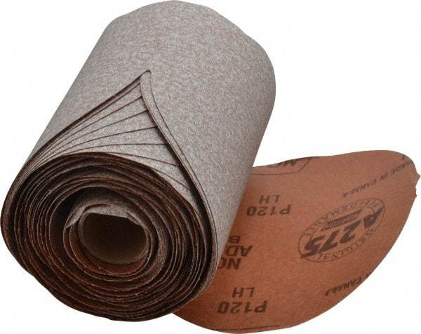 Norton - 5" Diam, 120 Grit Aluminum Oxide Adhesive PSA Disc - Medium Grade, Natural, B Weighted Backing, Flexible - Americas Industrial Supply