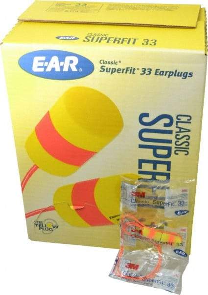 3M - Disposable, Corded, 33 dB, Barrel Earplugs - Yellow, 200 Pairs - Americas Industrial Supply