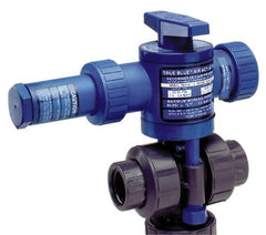 Plast-O-Matic - 1-1/2" Pipe, PVC Pneumatic Spring Return Actuated Ball Valve - Viton Seal, True Union End Connection - Americas Industrial Supply