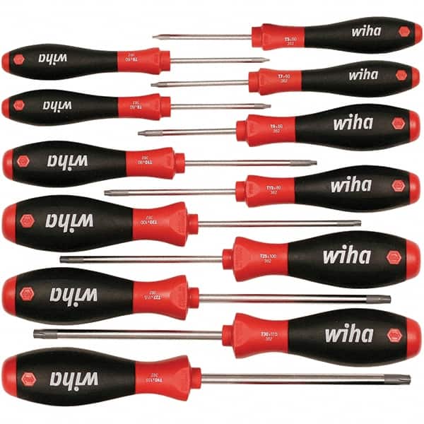 Wiha - 12 Piece Torx Screwdriver Set - Bit Sizes: Torx T-5, T-6, TORXr bits included: T7, T8, T10, T15, T20, T25, T27, T30 & T40, Comes in Box - Americas Industrial Supply