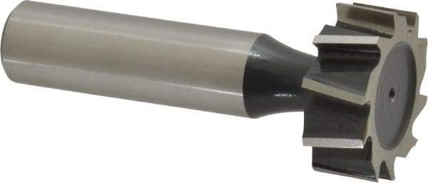 Interstate - 1" Diam x 3/8" Face Width, Cobalt, 10 Teeth, Shank Connection Woodruff Keyseat Cutter - Uncoated, 2-3/8" OAL x 1/2" Shank, Staggered Teeth, ANSI 1208, Old Standard 152 - Americas Industrial Supply