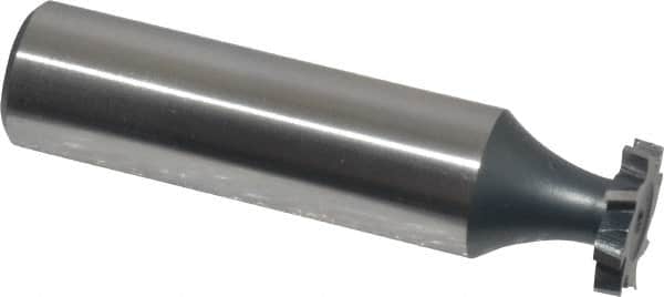 Interstate - 1/2" Diam x 3/32" Face Width, High Speed Steel, 8 Teeth, Shank Connection Woodruff Keyseat Cutter - Uncoated, 2-3/32" OAL x 1/2" Shank, Staggered Teeth, ANSI 304, Old Standard 2 - Americas Industrial Supply