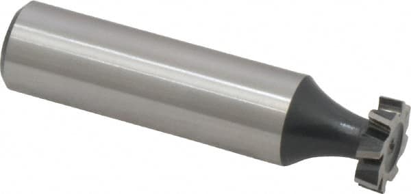 Interstate - 1/2" Diam x 1/8" Face Width, High Speed Steel, 8 Teeth, Shank Connection Woodruff Keyseat Cutter - Uncoated, 2-1/8" OAL x 1/2" Shank, Staggered Teeth, ANSI 404, Old Standard 3 - Americas Industrial Supply