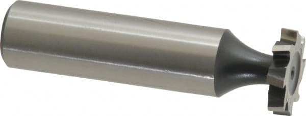 Interstate - 5/8" Diam x 1/8" Face Width, High Speed Steel, 8 Teeth, Shank Connection Woodruff Keyseat Cutter - Uncoated, 2-1/8" OAL x 1/2" Shank, Staggered Teeth, ANSI 405, Old Standard 5 - Americas Industrial Supply