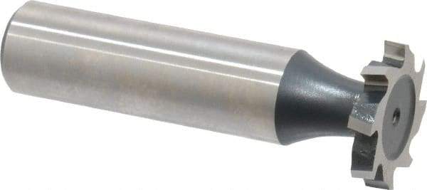 Interstate - 3/4" Diam x 1/8" Face Width, High Speed Steel, 10 Teeth, Shank Connection Woodruff Keyseat Cutter - Uncoated, 2-1/8" OAL x 1/2" Shank, Staggered Teeth, ANSI 406, Old Standard 7 - Americas Industrial Supply