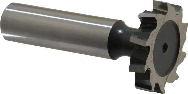 Interstate - 1-1/8" Diam x 7/32" Face Width, High Speed Steel, 12 Teeth, Shank Connection Woodruff Keyseat Cutter - Uncoated, 2-7/32" OAL x 1/2" Shank, Staggered Teeth, ANSI 709, Old Standard 17 - Americas Industrial Supply