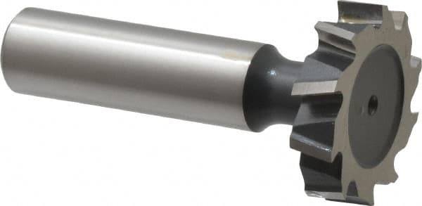 Interstate - 1-1/8" Diam x 1/4" Face Width, High Speed Steel, 12 Teeth, Shank Connection Woodruff Keyseat Cutter - Uncoated, 2-1/4" OAL x 1/2" Shank, Staggered Teeth, ANSI 809, Old Standard 18 - Americas Industrial Supply