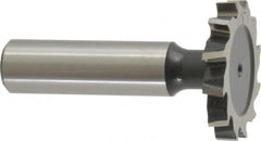 Interstate - 1-1/4" Diam x 3/16" Face Width, High Speed Steel, 14 Teeth, Shank Connection Woodruff Keyseat Cutter - Uncoated, 2-3/16" OAL x 1/2" Shank, Staggered Teeth, ANSI 610, Old Standard 19 - Americas Industrial Supply