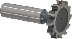 Interstate - 1-1/4" Diam x 7/32" Face Width, High Speed Steel, 14 Teeth, Shank Connection Woodruff Keyseat Cutter - Uncoated, 2-7/32" OAL x 1/2" Shank, Staggered Teeth, ANSI 710, Old Standard 20 - Americas Industrial Supply
