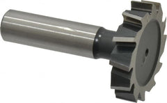 Interstate - 1-1/2" Diam x 5/16" Face Width, High Speed Steel, 12 Teeth, Shank Connection Woodruff Keyseat Cutter - Uncoated, 2-5/16" OAL x 1/2" Shank, Staggered Teeth, ANSI 1012, Old Standard 25 - Americas Industrial Supply