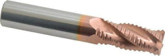 Accupro - 1/2" Diam, Coarse Pitch, 1-1/4" LOC, 4 Flute Solid Carbide Roughing Square End Mill - TiCN Finish, 3" OAL, 1/2" Shank Diam, Single End, Centercutting, 30° Helix - Americas Industrial Supply