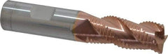 Accupro - 3/4" Diam, Coarse Pitch, 1-5/8" LOC, 3 Flute Solid Carbide Roughing Square End Mill - TiCN Finish, 4" OAL, 3/4" Shank Diam, Single End, Centercutting, 30° Helix - Americas Industrial Supply