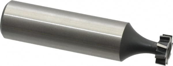 Interstate - 3/8" Diam x 1/8" Face Width, High Speed Steel, 6 Teeth, Shank Connection Woodruff Keyseat Cutter - Uncoated, 2-1/8" OAL x 1/2" Shank, Staggered Teeth, ANSI 403, Old Standard 213 - Americas Industrial Supply