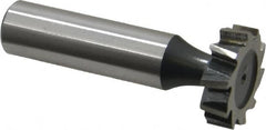 Interstate - 7/8" Diam x 1/4" Face Width, High Speed Steel, 10 Teeth, Shank Connection Woodruff Keyseat Cutter - Uncoated, 2-1/4" OAL x 1/2" Shank, Staggered Teeth, ANSI 807, Old Standard A - Americas Industrial Supply