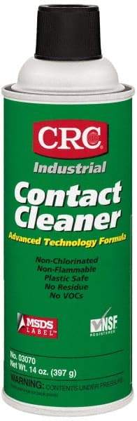 CRC - 14 Ounce Aerosol Contact Cleaner - 27,600 Volt Dielectric Strength, Nonflammable, Food Grade, Plastic Safe - Americas Industrial Supply