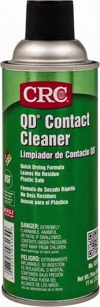 CRC - 11 Ounce Aerosol Contact Cleaner - 0°F Flash Point, 22,600 Volt Dielectric Strength, Flammable, Food Grade, Plastic Safe - Americas Industrial Supply