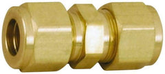 Parker - 1/8" OD, Brass Union - 3,600 Max Working psi, 7/16" Hex, Comp x Comp Ends - Americas Industrial Supply