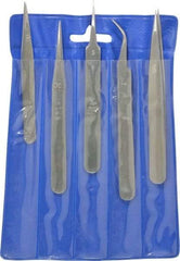 Value Collection - Stainless Steel Tweezer Set - 5 Piece - Americas Industrial Supply