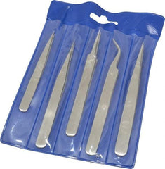 Value Collection - Stainless Steel Tweezer Set - 5 Piece - Americas Industrial Supply