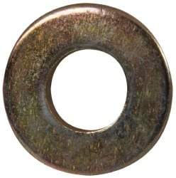 Made in USA - 1/4" Screw, Grade 8 Alloy Steel SAE Flat Washer - 9/32" ID x 5/8" OD, 0.072" Thick, Zinc Yellow Dichromate Finish - Americas Industrial Supply