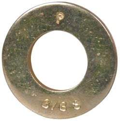 Made in USA - 3/8" Screw, Grade 8 Alloy Steel SAE Flat Washer - 13/32" ID x 13/16" OD, 0.072" Thick, Zinc Yellow Dichromate Finish - Americas Industrial Supply