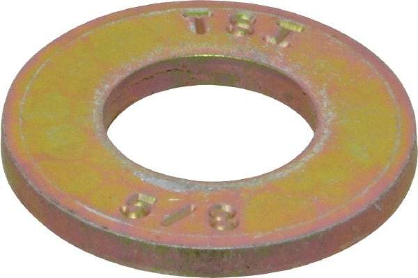 Made in USA - 5/8" Screw, Grade 8 Alloy Steel SAE Flat Washer - 21/32" ID x 1-5/16" OD, 0.146" Thick, Zinc Yellow Dichromate Finish - Americas Industrial Supply
