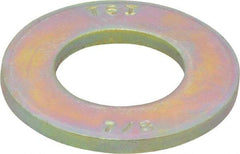 Made in USA - 7/8" Screw, Grade 8 Alloy Steel SAE Flat Washer - 15/16" ID x 1-3/4" OD, 0.16" Thick, Zinc Yellow Dichromate Finish - Americas Industrial Supply