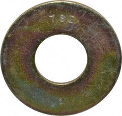 Made in USA - 1" Screw, Grade 8 Alloy Steel USS Flat Washer - 1.055" ID x 2.53" OD, 0.192" Thick, Zinc Yellow Dichromate Finish - Americas Industrial Supply