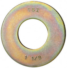 Made in USA - 1-1/8" Screw, Grade 8 Alloy Steel USS Flat Washer - 1.243" ID x 2.78" OD, 0.192" Thick, Zinc Yellow Dichromate Finish - Americas Industrial Supply