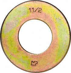 Made in USA - 1-1/2" Screw, Grade 8 Alloy Steel USS Flat Washer - 1.615" ID x 3.545" OD, 0.213" Thick, Zinc Yellow Dichromate Finish - Americas Industrial Supply