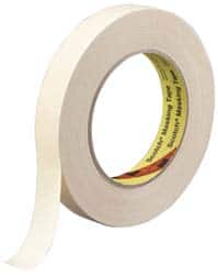 3M - 3/4" Wide x 60 Yd Long Tan Paper Masking Tape - Series 231, 7.6 mil Thick, 28 In/Lb Tensile Strength - Americas Industrial Supply