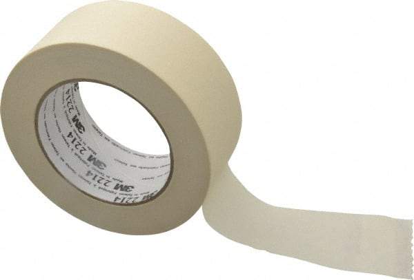 3M - 2" Wide x 60 Yd Long Tan Paper Masking Tape - Series 2214, 5.4 mil Thick, 23 In/Lb Tensile Strength - Americas Industrial Supply