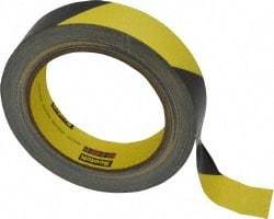 3M - Black & Yellow Striped Vinyl Tape - 1" Wide x 5.4 mil Thick, General Traffic - Americas Industrial Supply