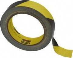 3M - Black & Yellow Striped Vinyl Tape - 1" Wide x 5.4 mil Thick, General Traffic - Americas Industrial Supply