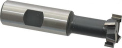 Interstate - 31/32" Cut Diam, 25/64" Cut Width, 17/32" Neck Diam, 3/4" Shank Diam, 3-7/16" OAL, High Speed Steel T-Slot Cutter - TiN Finish, 1/2" Bolt, 2-1/16" Shank Length, Staggered Teeth - Americas Industrial Supply
